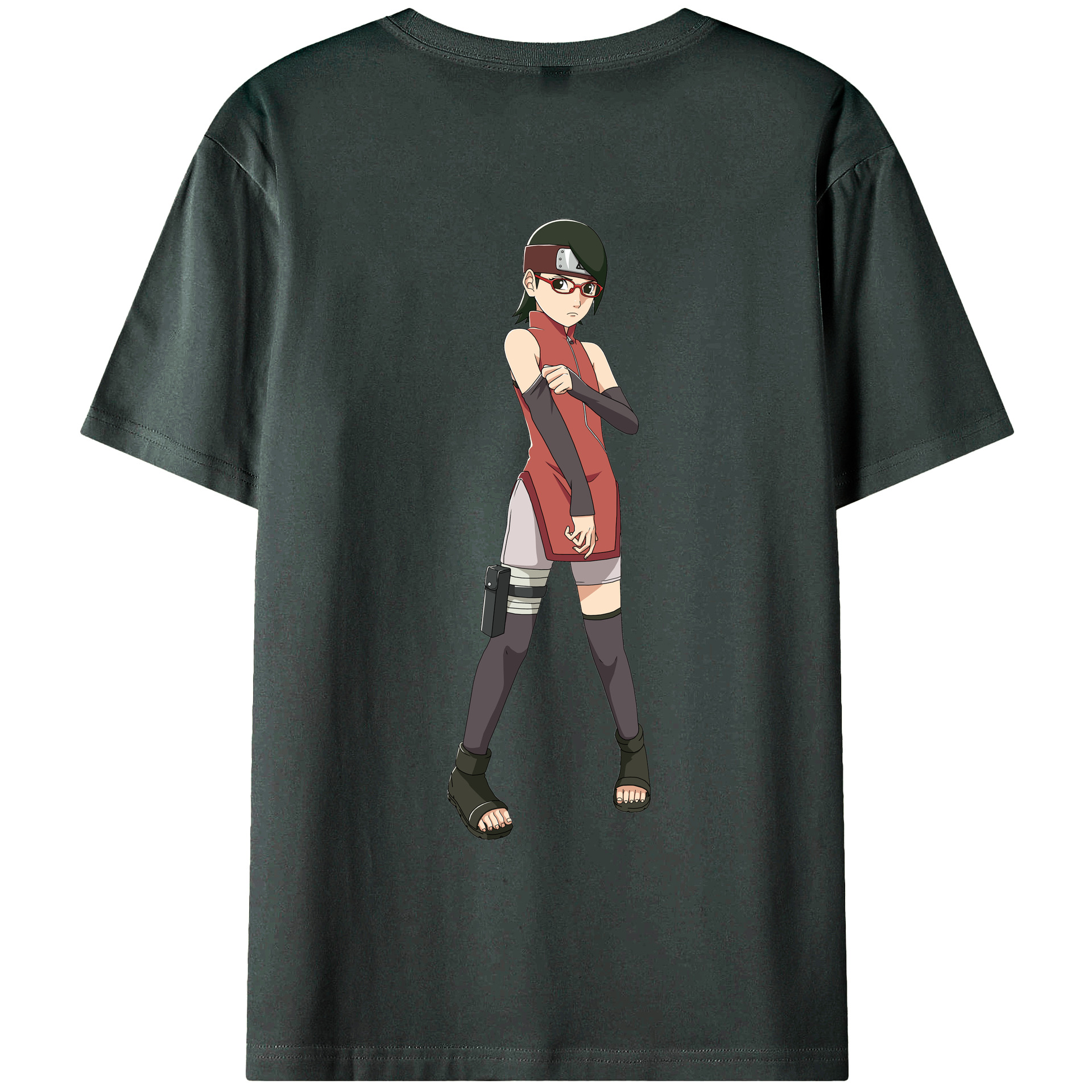 （画像用） NARUTO -ナルト- うちは サラダ Uchiha Sarada 綿100％ メンズ半袖Tシャツ（バックプリント） 通気性